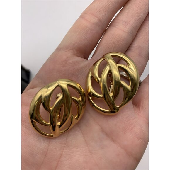 Vintage Signed Napier Gold Tone Earrings Adjustable Screw Back Signed - Picture 8 of 10